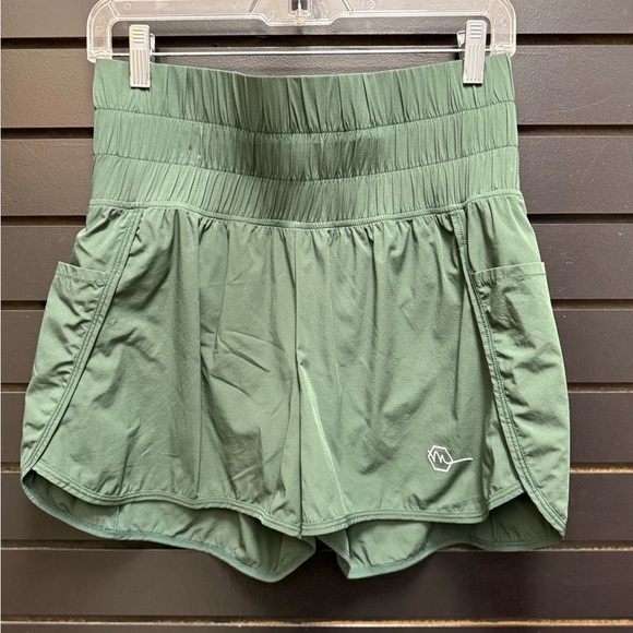 Women's Green Athletic Shorts - Picture 1 of 3